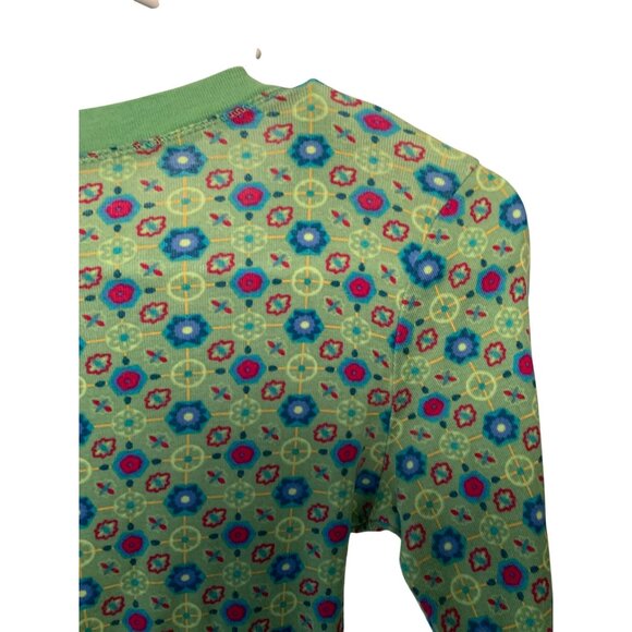 Vintage Y2K Derek Heart Womens Size Small Floral Green Blue Red Pull OVer Scoop - Picture 6 of 6